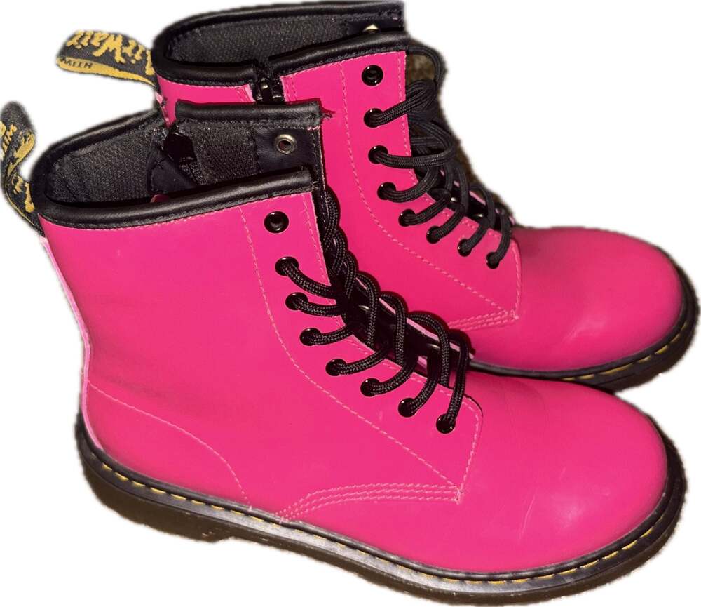 Dr. Martens 1460 Hot Pink Patent Leather Lace Up Boots